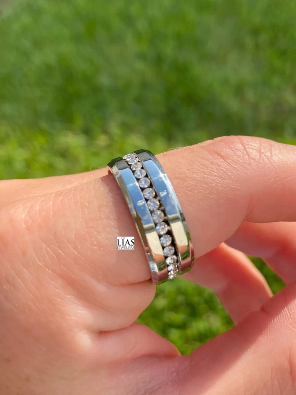 New 18k white gold men wedding ring men’s wedding band